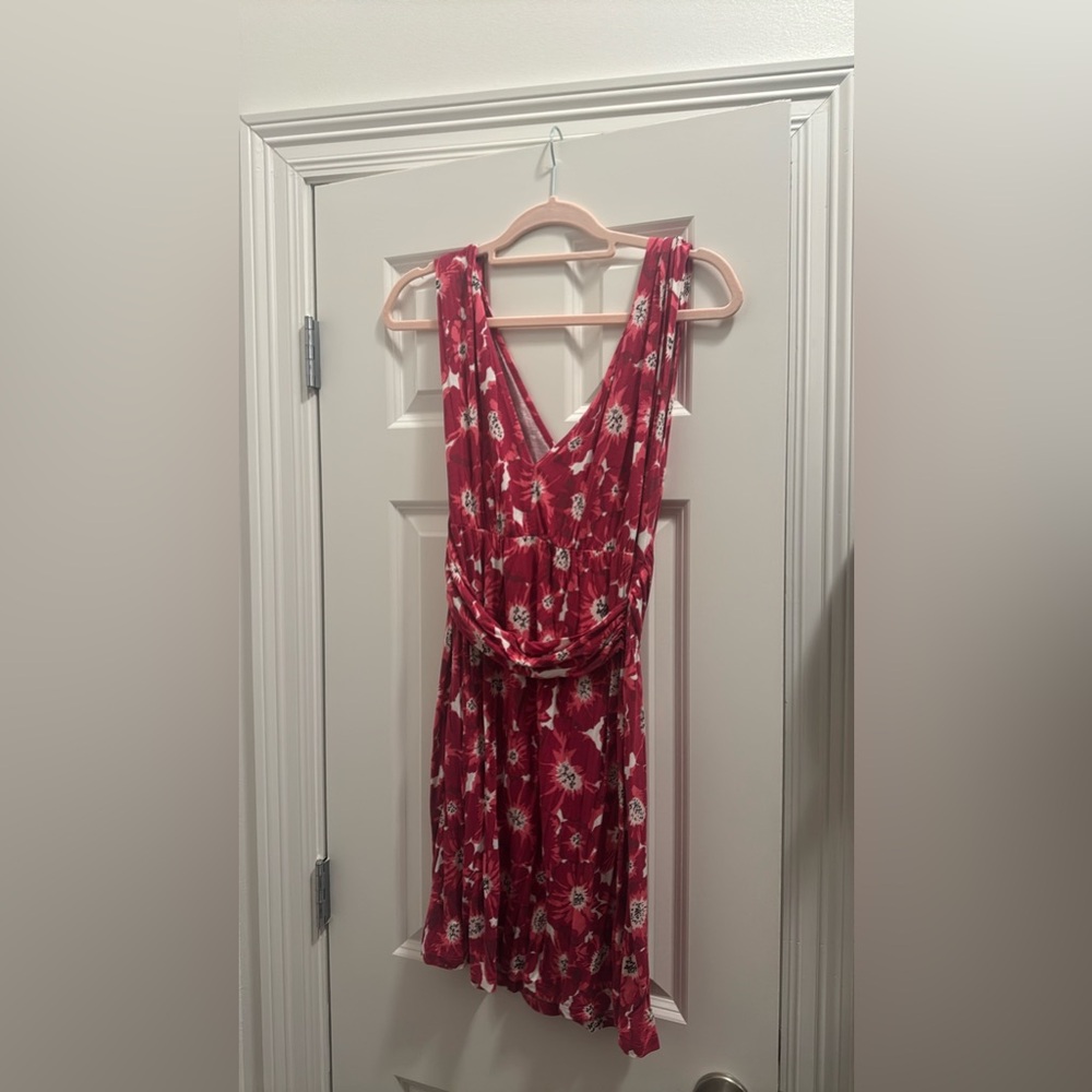 LOFT Beach mini summer floral dress with smocked back
